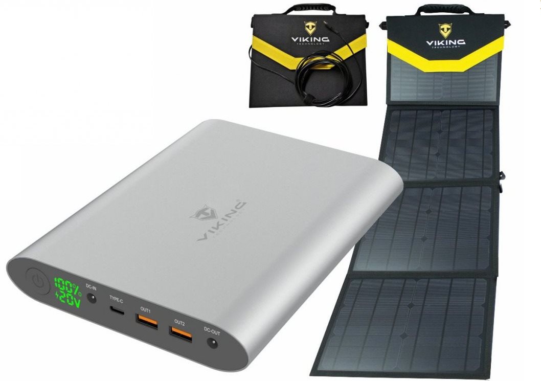 Akkumulátor generátor és napelem Viking szett powerbank Viking Smartech II és napelem Viking L60 - szürke