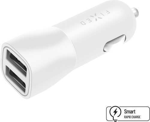 Autós töltő FIXED Smart Rapid Charge 15 W 2 x USB kimenettel fehér