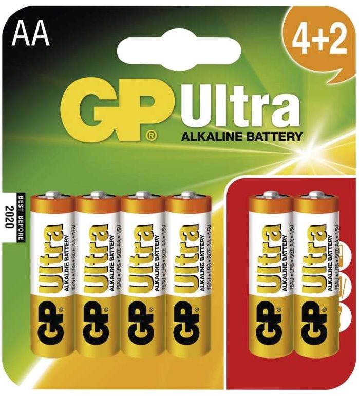 Eldobható elem GP Ultra Alkaline LR06 (AA) 4+2 db buborékfóliában