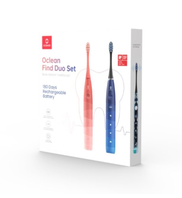 Elektromos fogkefe Oclean Find Duo Set Sonic Electric Toothbrush Red&Blue