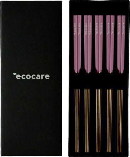 Evőpálcikák ECOCARE Box Gold-Pink fém sushi pálcikák 10 db