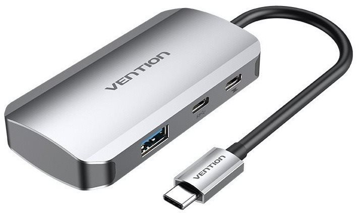 Port replikátor Vention Type-C to USB-C 3.2 Gen 1 / 3x USB3.0 / PD Hub 0.15M Gray Aluminum Alloy Type