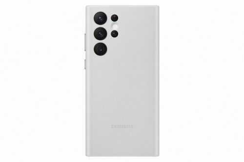 Telefon tok Samsung Galaxy S22 Ultra 5G világosszürke bőr tok