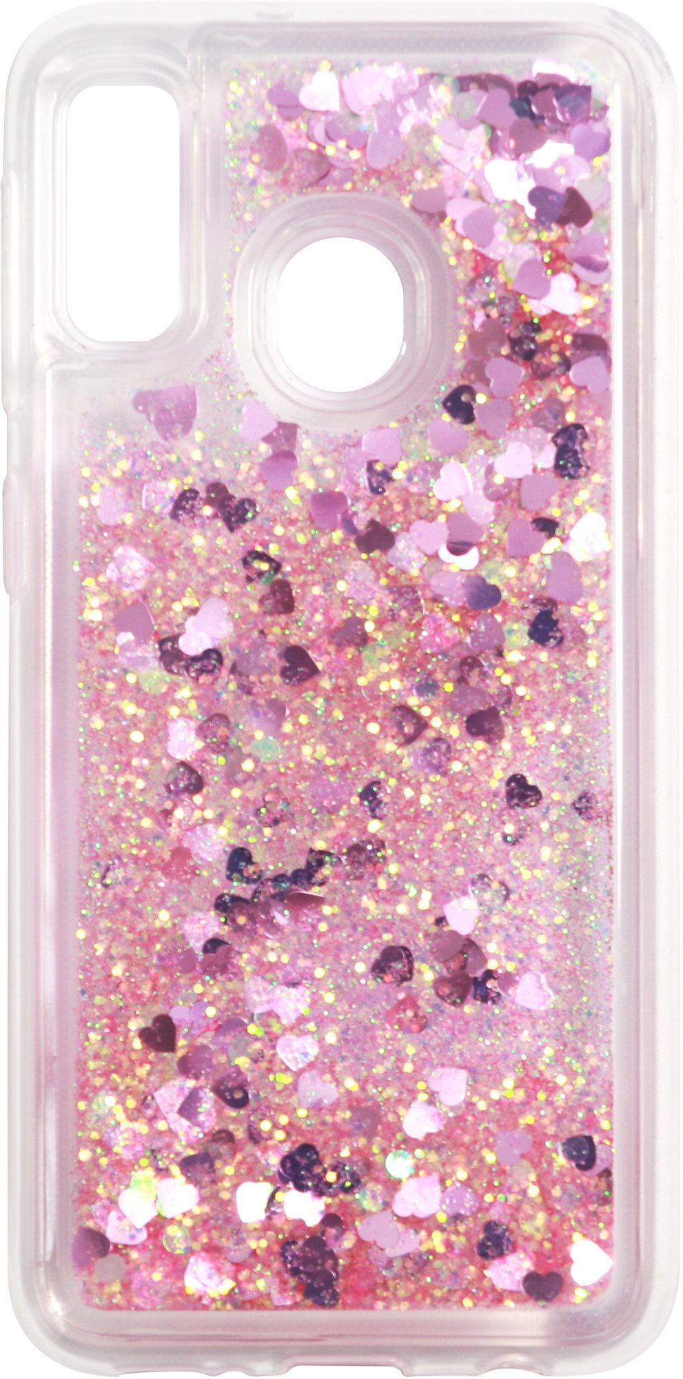 Telefon tok iWill Glitter Liquid Heart Samsung Galaxy A20e rózsaszín tok