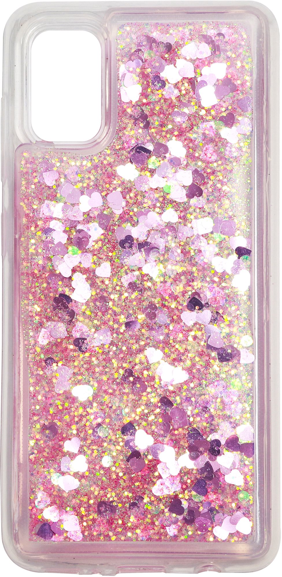 Telefon tok iWill Glitter Liquid Heart Samsung Galaxy A41 rózsaszín tok