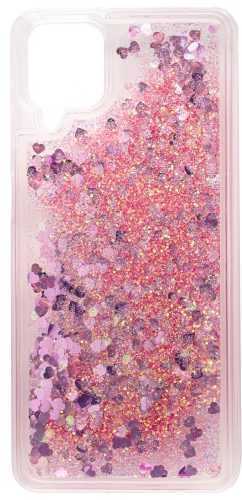Telefon tok iWill Glitter Liquid Heart Samsung Galaxy M12 rózsaszín tok