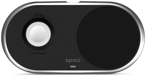 Vezeték nélküli töltő Epico vezeték nélküli fém töltő Apple Watch-hoz és iPhone-hoz adapterrel - fekete
