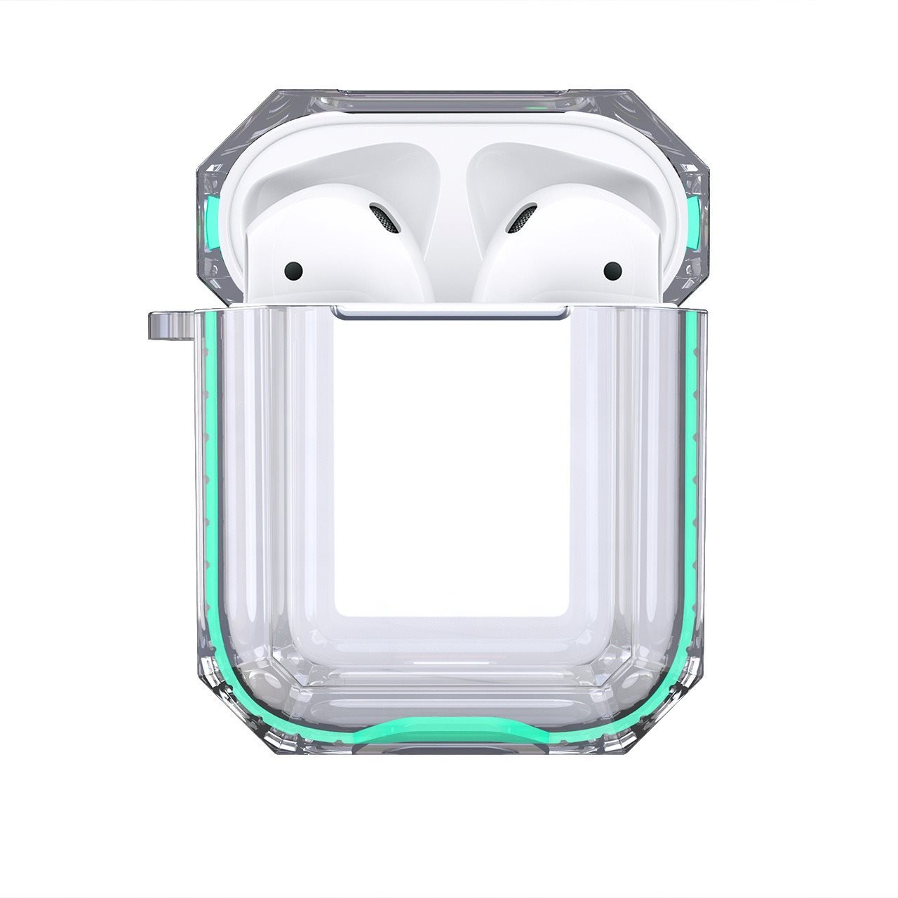 Fülhallgató tok Hishell Two Colour Clear Case for Airpods 1&2 green