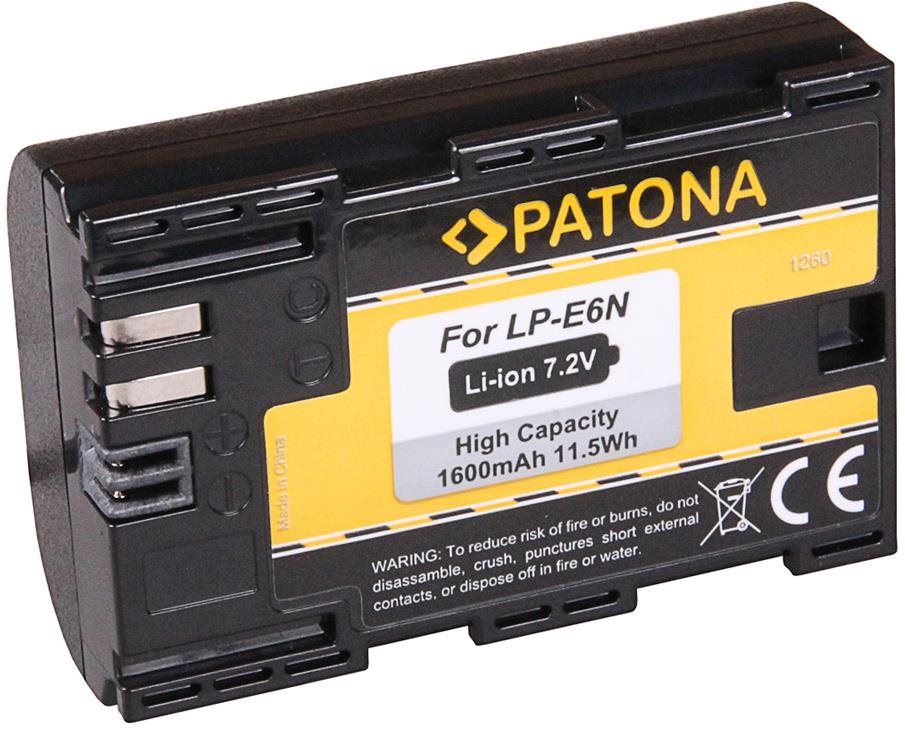 Fényképezőgép akkumulátor PATONA Canon LP-E6/LP-E6N 1600mAh Li-Ion 7