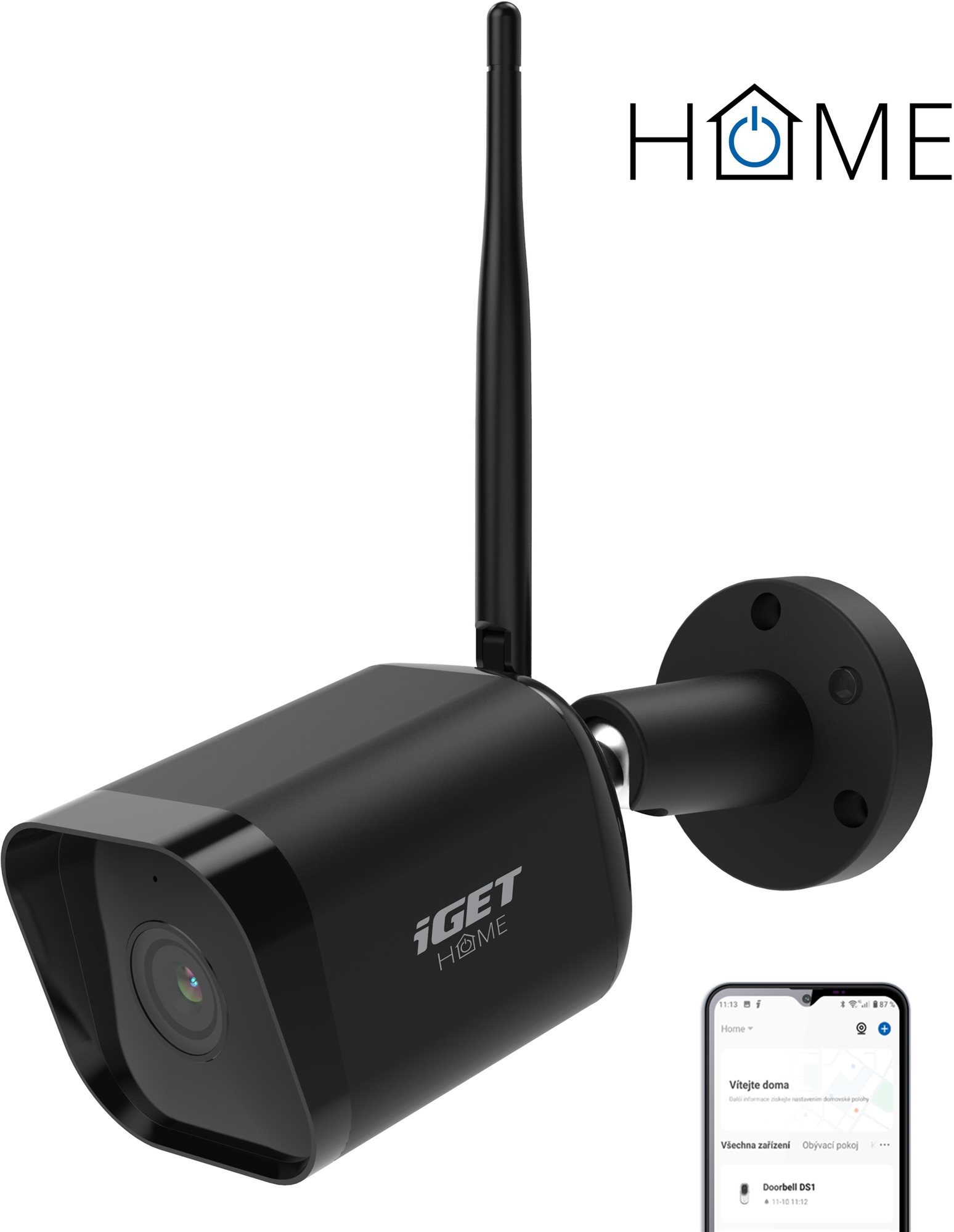 IP kamera iGET HOME Camera CS6 Black - ellenálló kültéri FullHD IP kamera hang- és mozgásérzékelővel és éjjellátással