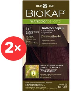 Természetes hajfesték BIOKAP Nutricolor Delicato Mahogany Light Brown Gentle Dye 5.50 (2× 140 ml)