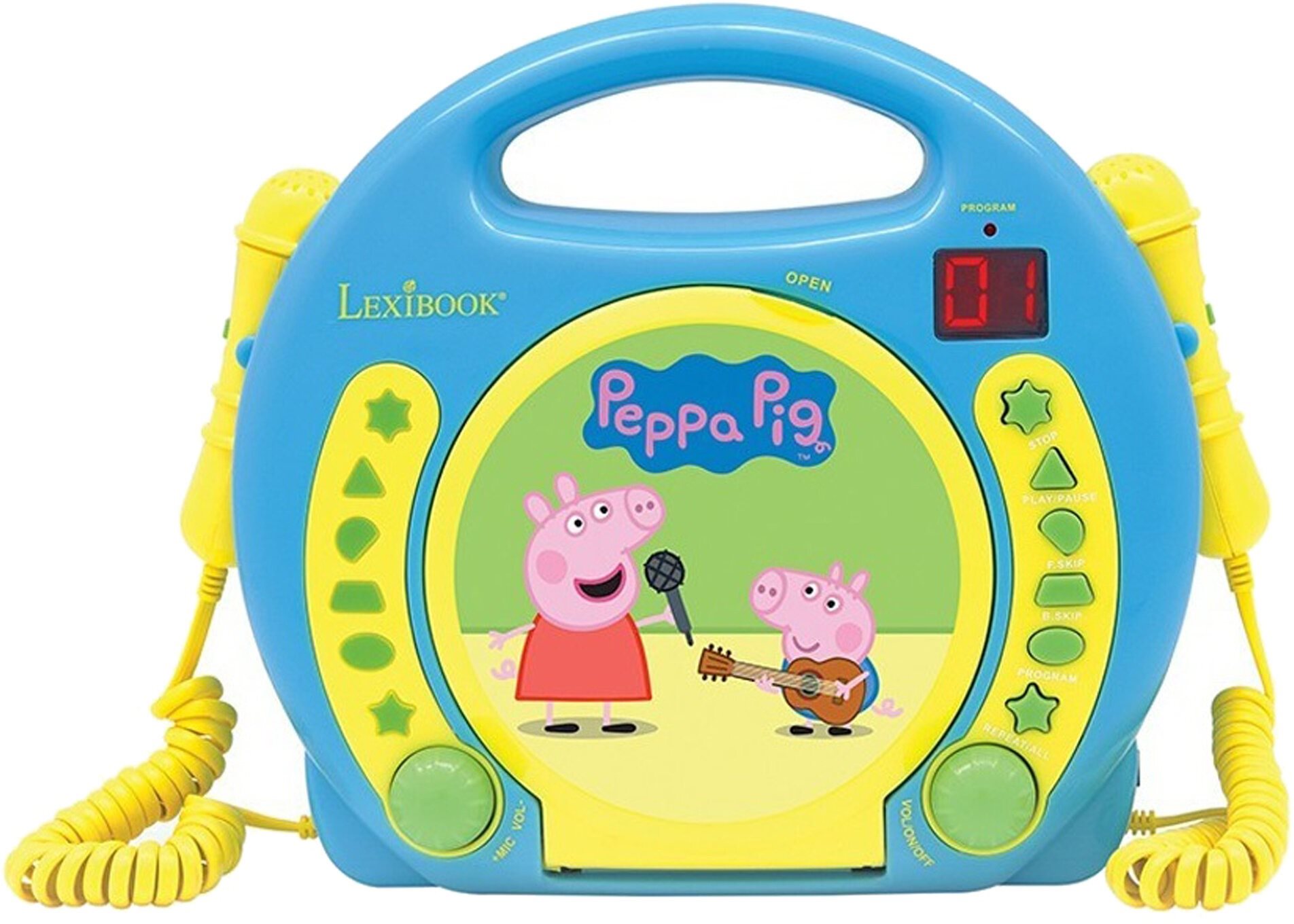 Zenélő játék Lexibook Peppa Pig hordozható CD-lejátszó 2 mikrofonnal
