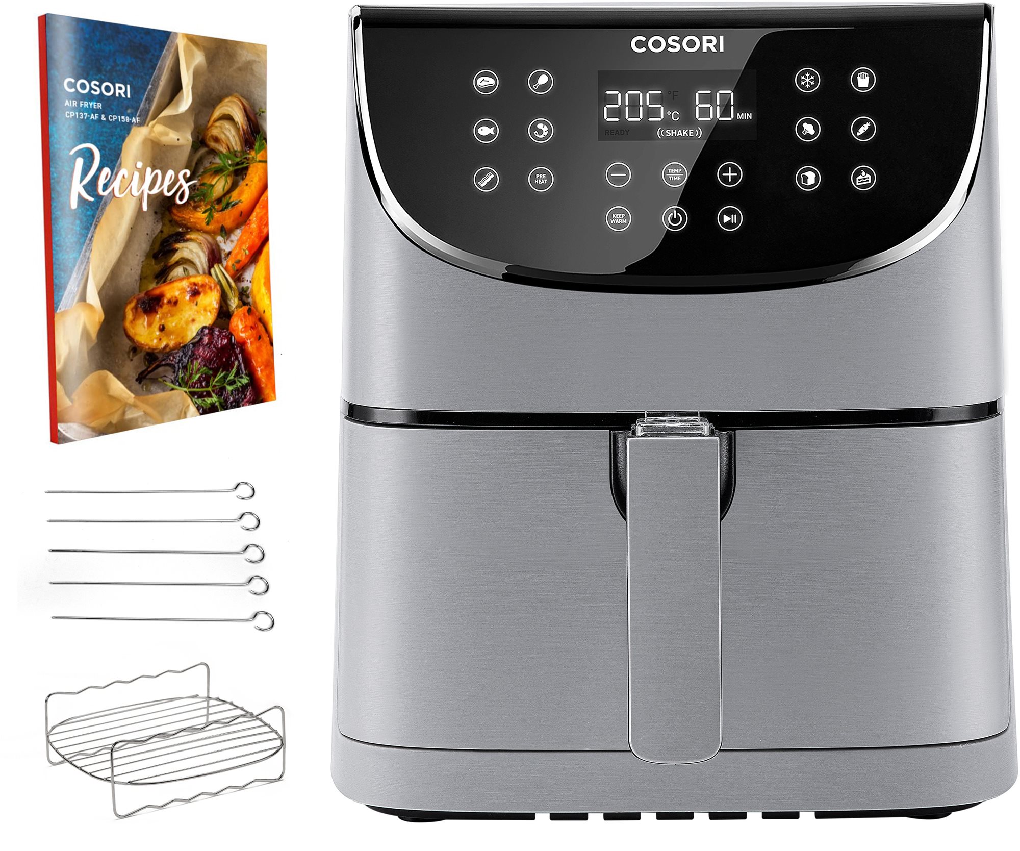 Airfryer Cosori CP158-AF PREMIUM - 5.5L + 5x nyárs és grill. 5 db sütőlap