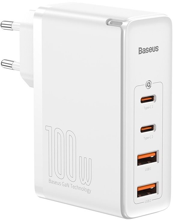 Hálózati adapter Baseus GaN2 Pro Quick Charger 2x USB + 2x USB-C 100W  White