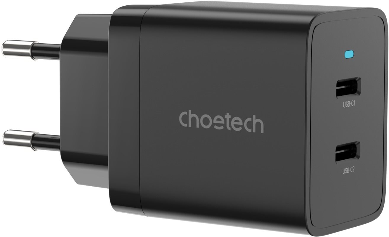 Hálózati adapter ChoeTech Mini Dual Type-C PD40W Wall Charger