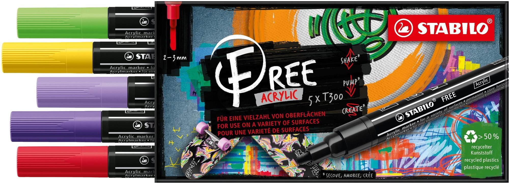 Marker STABILO FREE Acrylic T300 2 - 3 mm