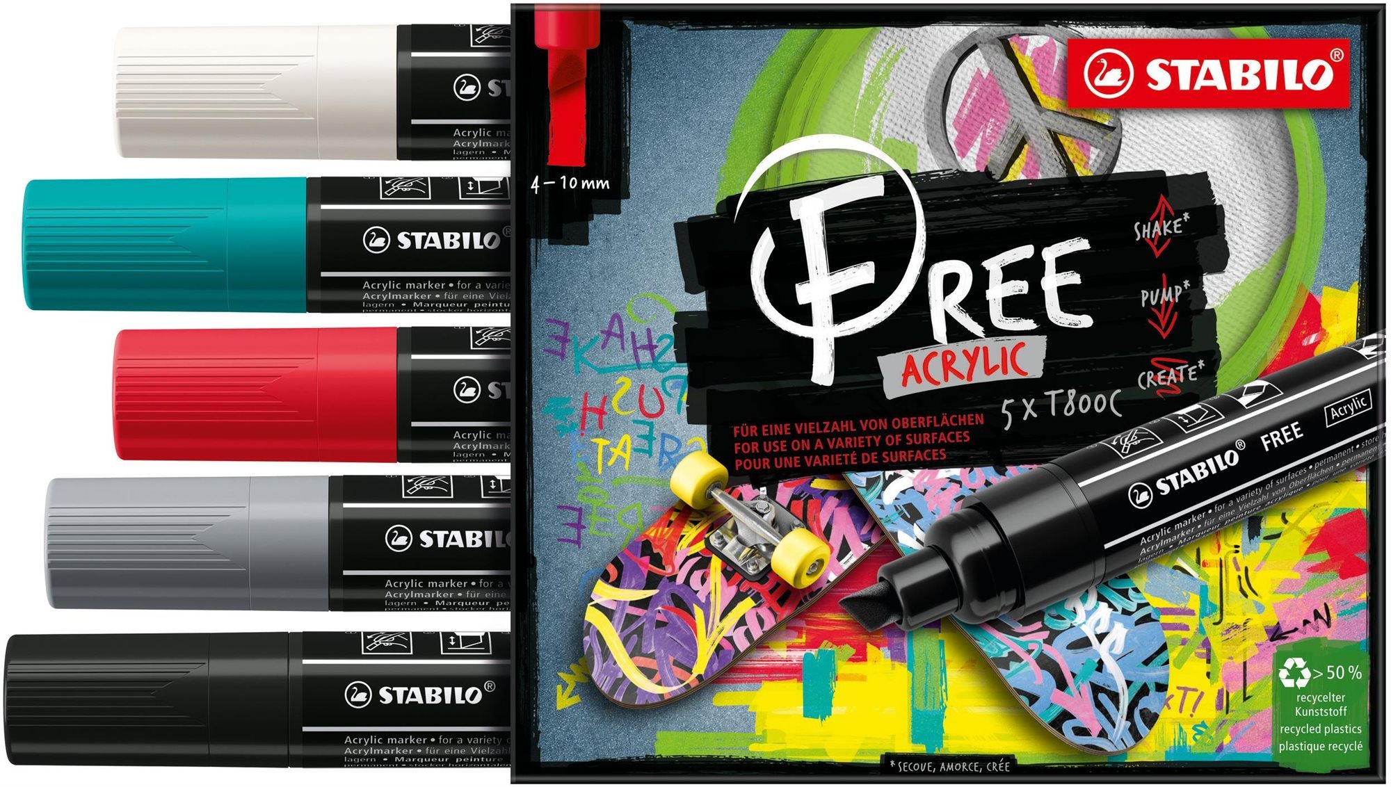 Marker STABILO FREE Acrylic T800C 4 - 10 mm