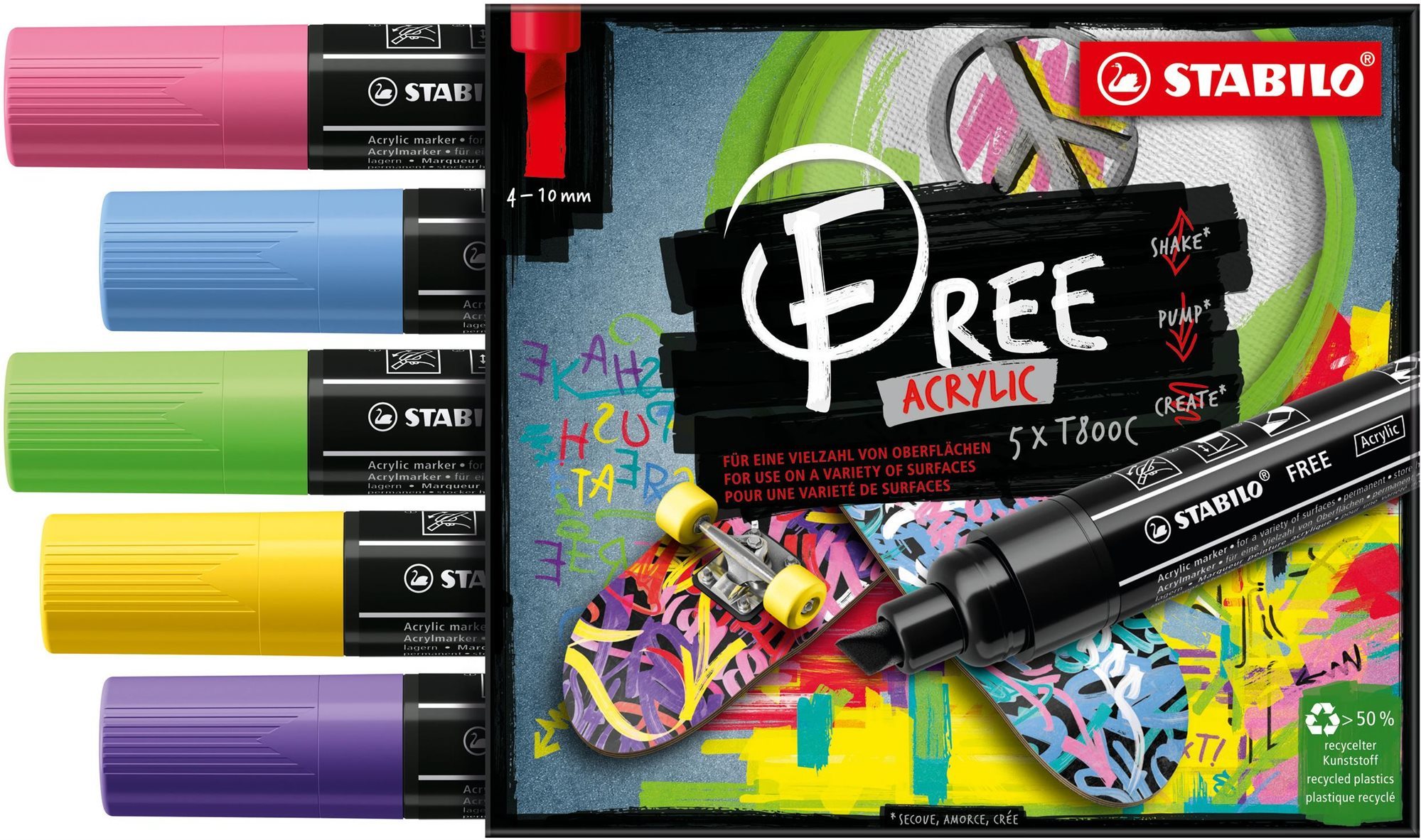 Marker STABILO FREE Acrylic T800C 4 - 10 mm