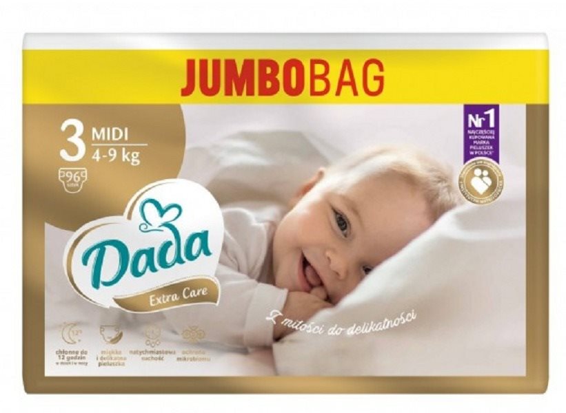 Eldobható pelenka DADA Jumbo zsák Extra Care 3 méret