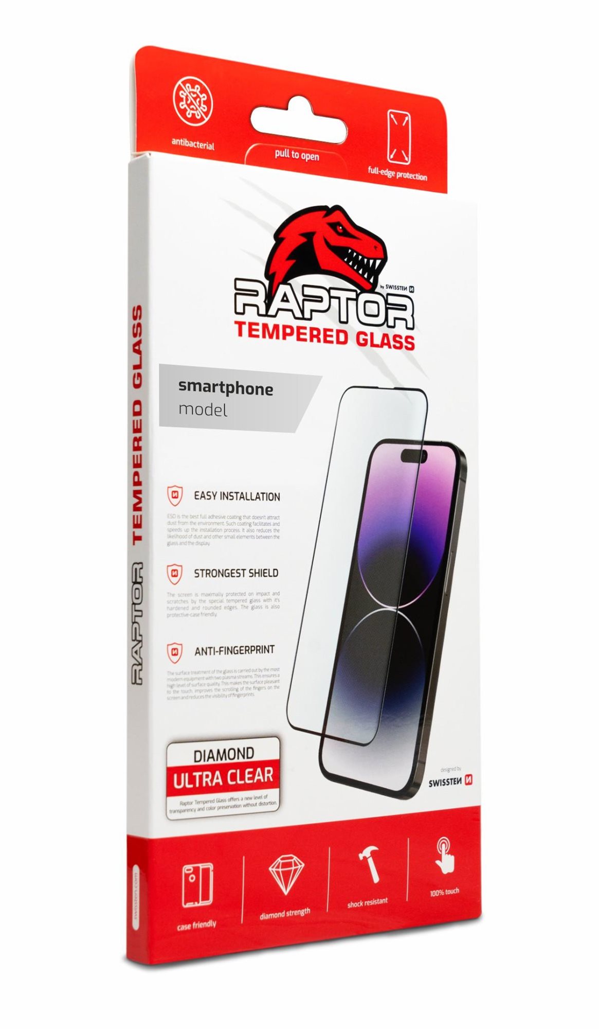 Üvegfólia Swissten Raptor Diamond Ultra Clear Apple iPhone X/Xs 3D üvegfólia - fekete