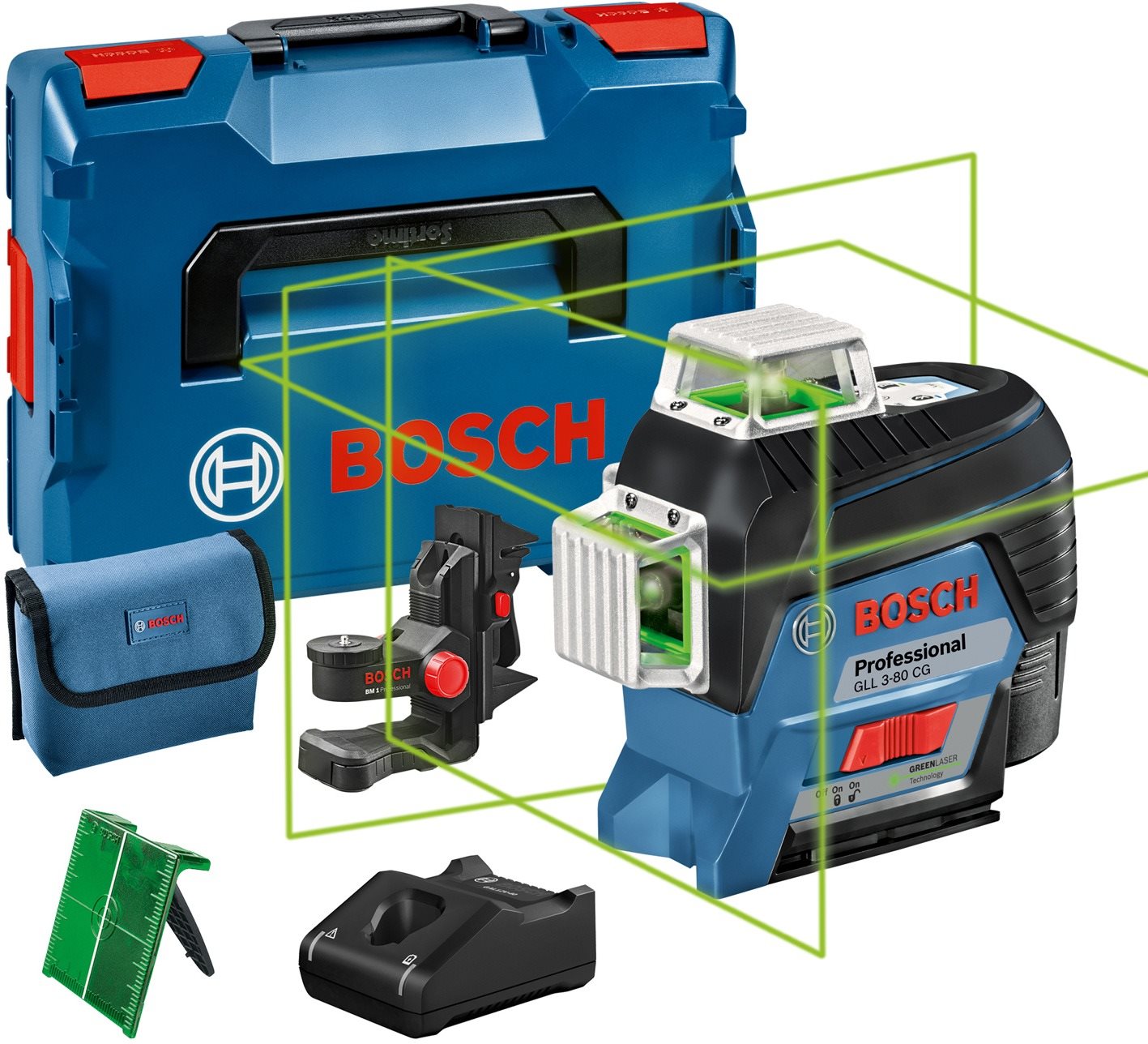Lézeres szintező Bosch Professional GLL3-80 CG + BM1 + L-Boxx